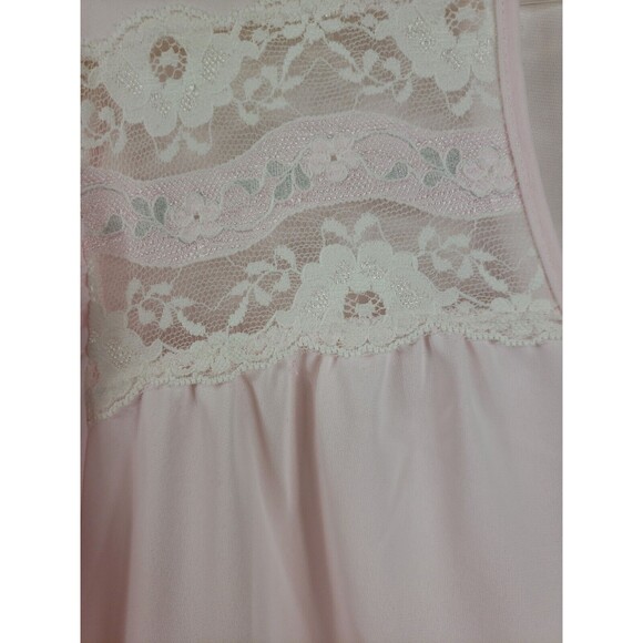 Vintage Shadowline Pink Robe Housecoat Women's Size M Button Front Nylon Short - Picture 3 of 11